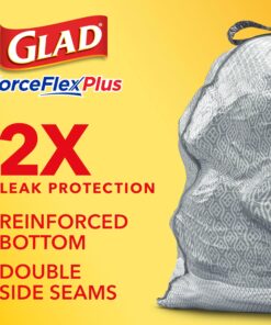Glad ForceFlexPlus Tall Kitchen Drawstring Trash Bags - 13 Gallon Grey Trash Bag, Fresh Clean with Febreze Freshness 68 Count 27 81U4hWXEb8L