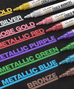 Alternative view of Kassa 8-Pack Metallic Multicolor Chalk Markers | With Reversible Bullet & Chisel Tips | Works on Chalkboards, Windows, Glass or Mirrors | Erasable & Dust-Free | Ideal for Use at Home, School & Office Metallic (8 Pack)