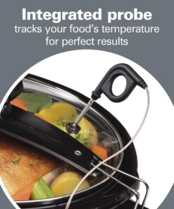 Alternative view of Hamilton Beach Portable 6 Quart Set & Forget Digital Programmable Slow Cooker with Lid Lock, Temperature Probe, Dishwasher Safe Crock & Lid, Black Stainless (33866) Temp Tracking Temperature Probe