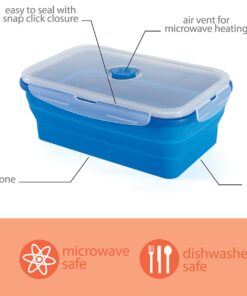 Kitchen + Home Thin Bins Collapsible Containers – Set of 4 Rectangle Silicone Food Storage Containers – BPA Free, Microwave, Dishwasher and Freezer Safe 17 81U6lBuzIL