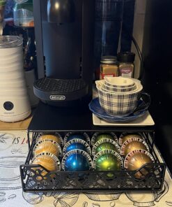 RECAPS Coffee Pod Holder Pod Drawer Storage Pods Holder Coffee Capsules Kitchen Organizer Compatible with Vertuoline Vertuo Stores 40 Capsules Black Color Cast Iron 56 81U7ahVhSTL