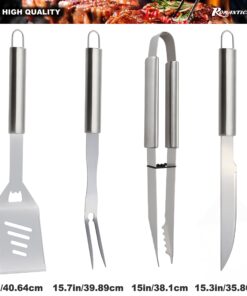 ROMANTICIST Complete Grill Accessories Kit - The Very Best Grill Gift on Birthday Wedding - Professional 21PC BBQ Accessories Set with Case for Outdoor Camping Grilling Smoking SILVER-1 21 81U7jt5AJ1L