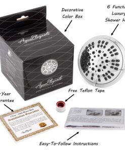 6 Function Adjustable Luxury Shower Head - High Pressure Boosting, Wall Mount, Bathroom Showerhead For Low Flow Showers, 2.5 GPM - Chrome 25 81U7u3Hk8pL