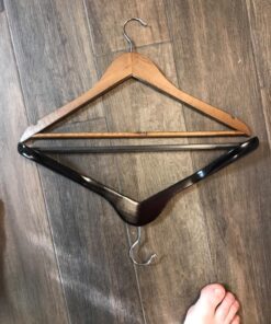 JS HANGER Wooden Suit Hangers, 6 Pack Extra-Wide Shoulder Wood Coat Hangers with Non Slip Pant Bar, Extra Smooth and Splinter Free Walnut Finish 26 81U8QVy5cbL