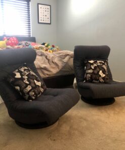 Amazon Basics Swivel Foam Lounge Chair - with Headrest, Adjustable, Denim, Blue, 26.3D x 23.5W x 13.7H in Chair with headrest 38 81UBeBeIIKL