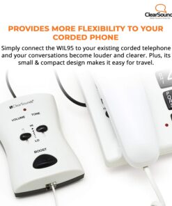 ClearSounds WIL95 UltraClear Portable Telephone Amplifier for Corded Digital and VoIP Phones with Up to 40dB Amplification, AC Powered (White) 7 81UCFLrYb2L