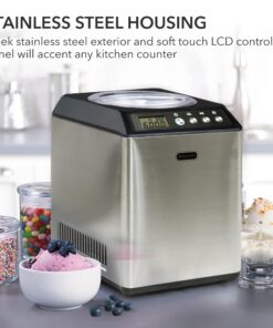 Whynter ICM-201SB Upright Automatic Ice Cream Maker with Built-in Compressor, no pre-freezing, LCD Digital Display, 2.1 Quart Capacity, Black Gray 27 81UDgGLDWL