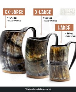 Norse Tradesman XL Viking Drinking Horn Mug - 100% Authentic Beer Horn Tankard With Game of Thrones Direwolf Engraving | The Fenrir, High Polish, approx. 30 oz 12 81UGbtWxz8L