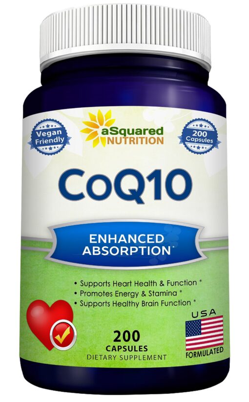 CoQ10 (400mg Max Strength, 200 Capsules) - High Absorption Vegan Coenzyme Q10 Powder - Ubiquinone Supplement Pills, Extra Antioxidant CO Q-10 Enzyme Vitamin Tablets, COQ 10 400 mg 200 Count (Pack of 1)