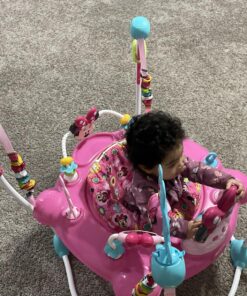 Bright Starts Disney Baby MINNIE MOUSE PeekABoo Baby Activity Center Jumper with 8 Toys, Lights & Sounds, 360-Degree Seat, 6-12 Months (Pink/Blue) 41 81UI7U2KaOL