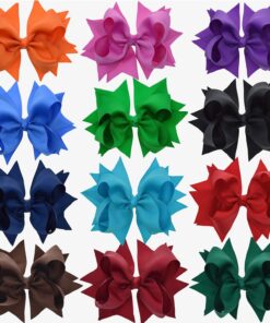 LCLHB 5 inch Layered Hair Bows Clips Hair Accessories for Toddler Little Girls Adults (Pack Of 12) Vintage Pure 17 81UIBtJi UL