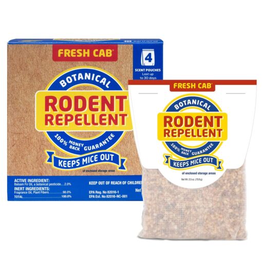 Fresh Cab Botanical Rodent Repellent - Environmentally Friendly, Keeps Mice Out, 4 Scent Pouches