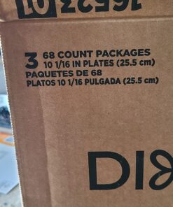 Dixie 10 Inch Paper Plates, Dinner Size Printed Disposable Plate, 204 Count (3 Packs of 68 Plates) White 33 81UMegYGolL