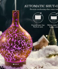 Porseme Gold Plated Essential Oil Diffuser Glass Aromatherapy Ultrasonic Humidifier, Auto Shut-Off,Timer Setting, BPA Free,Aroma Decoration for Home,Office,Gym,Spa,Premium Gift 100ml A4-100ml Gold Plated Aladdin 19 81UMyCcVoL
