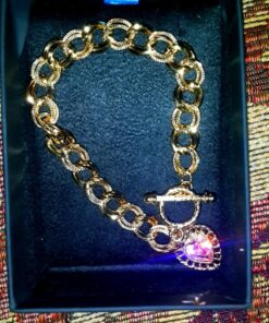 1928 Jewelry Women's Swarovski Element Crystal Heart Charm Toggle Link Bracelet Light Rose Pink 20 81UN7TpyXqL