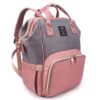 QIMIAOBABY Diaper Bag Backpack,Waterproof Multifunctional Large Travel Nappy Changing Bags… (Pink with gray) Pink With Gray