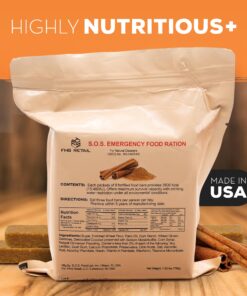 SOS Food Rations Emergency 3600 Calories Cinnamon Flavor Food Bar - 3 Day / 72 Hour Package with 5 Year Shelf Life- 1 Pack 24 81UQfNpcroL