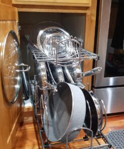 Rev-A-Shelf 2-Tier Kitchen Cabinet Pull Out 12" Cabinet Organizer for Pots, Pans, and Lid Cookware, Adjustable Heavy Duty Wire, Chrome, 5CW2-1222-CR 12 in. 65 81URMswuNCL