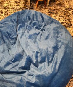 Amazon Basics Memory Foam Filled Bean Bag Chair with Microfiber Cover, 5 ft, Blue, Solid 25 81URbytLoL