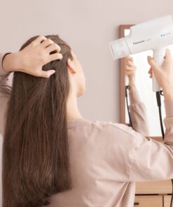 Panasonic nanoe Salon Hair Dryer with Oscillating Quick Dry Nozzle, Folding Hair Dryer for Travel and Home, 3 Airflow Settings for Easy Styling and Healthy Hair - EH-NA2C-W (White) Compact Hair Dryer w/ 1 attachment 32 81URvLQVVL