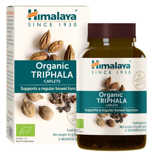 Himalaya Organic Triphala, Colon Cleanse & Digestive Supplement for Occasional Constipation, 688 mg, 60 Caplets, 2 Month Supply 60 Count (Pack of 1)