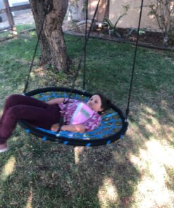 HYCLAT Saucer Tree Swing - 40”Spider Web Tree Swing Net Swing Platform Rope Round Swing 70" Detachable Nylon Rope Swivel, Max 600 Lbs Capacity, Extra Safe and Durable for Kids 23 81UV5Y5F9xL