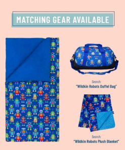 Wildkin Kids Sleeping Bags for Boys and Girls, Measures 57 x 30 x 1.5 Inches, Cotton Blend Materials Sleeping Bag for Kids, Ideal Size for Parties, Camping & Overnight Travel (Robots) Robots 8 81UWE0SGz3L