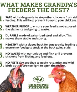 Grandpa's Feeders Automatic Chicken Feeder - Sturdy Galvanized Steel Poultry Feeders - No Spill with Weatherproof Lid - Standard Size for 6-12 Chickens 10 Days (20lb Feed) Silver 14 lb 24 81UWb lwjL