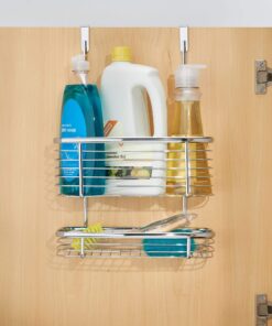 iDesign Axis Over the Cabinet 2-Tier Kitchen Storage Basket Organizer for Aluminum Foil, Sandwich Bags, Cleaning Supplies, Garbage Bags, Bath Supplies, Chrome 27 81UXim8mKVL