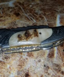 Custom made damascus blade & bolsters ram horn handle,with genuine leather sheath 5060-RD 37 81UYEPCaCCL