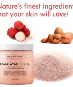 MAJESTIC PURE Himalayan Salt Body Scrub with Lychee Oil, Exfoliating Salt Scrub to Exfoliate & Moisturize Skin, Deep Cleansing - 10 oz 10 Fl Oz (Pack of 1) 27 81Ub62cd4PL