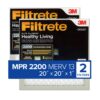 Filtrete 20x20x1 Air Filter, MPR 2200, MERV 13, Healthy Living Elite Allergen 3-Month Pleated 1-Inch Air Filters, 2 Filters 37 81UcKhTZ0pL