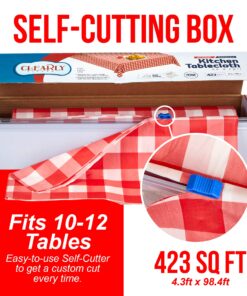 Red Gingham Plastic Tablecloth Roll With Cutter, 100' x 52" - Heavy Duty Party Table Cloth In Self Cutting Box - For Picnics, BBQs, and Birthday Parties - By Clearly Elegant Gingham Red 30 81Ud02jmf7L