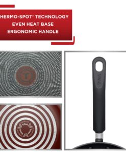 T-fal Initiatives Nonstick Cookware Set 18 Piece Oven Safe 350F Pots and Pans, Dishwasher Safe Red 18-Piece 28 81Ud7B 7HLL