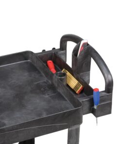 Rubbermaid Commercial Products 2-Shelf Utility/Service Cart, Medium, Lipped Shelves, Ergonomic Handle, 500 Lbs Capacity, for Warehouse/Garage/Cleaning/Manufacturing (FG452088BlA) Black 40 81UgMGxVriL