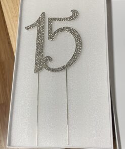 15 Cake Topper - Premium Silver Metal - 15th Birthday or Anniversary Party - Sparkly Rhinestone Quinceanera Cake Topper Decoration Makes a Great Centerpiece - Now Protected in a Box 40 81Ui3MEaEpL