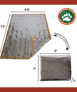 Grizzly Gear Emergency Survival Mylar Thermal 2 Person Sleeping Bag - Accommodates 2 Adults - 64" X 87" 1 Pack 10 81Ul8XaXLL