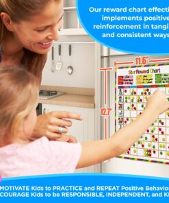 Kanru Behavior Chart for Kids at Home, Magnetic Reward Chart, Responsibility Chart, Chore Chart, Star Chart, Accommodate 1-3 Kids (for Home Use) 18 81UnAA2GolL