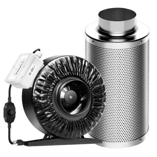 VIVOSUN Ventilation Kit 4 Inch 203 CFM Inline Duct Fan with 4"x 14" Carbon Filter Odor Control System with Australia Virgin Charcoal for Grow Tent Ventilation Z4 w/ carbon filter