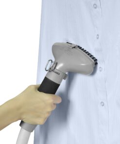 SALAV GS45-DJ Professional Upright Garment Steamer with Roll Wheels, Retractable Power Cord, Multi-Function Extra Wide Hanger, Foot Pedal Step On Control, Hanger Clips, Pants Press, Fabric Brush, & Mini Ironing Paddle, 1500 watts, Silver 25 81Uop8PohlL