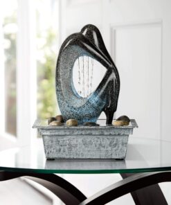 Modern Silhouette Zen Indoor Small Tabletop Water Fountain with 4-LED Light Cluster Faux Black Marble Stone 10" for Table Desk-Top Office Bedroom House Relaxation Living Room - John Timberland 24 81UqYcY2h3L