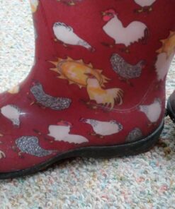 Sloggers Waterproof Garden Rain Boots for Women - Cute Mid-Calf Mud & Muck Boots with Premium Comfort Support Insole, (Chickens Barn Red), (Size 10) 28 81UsS0Ats4L