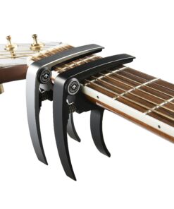 Guitar Capo (2 Pack) for Guitars, Ukulele, Banjo, Mandolin, Bass - Made of Ultra Lightweight Aluminum Metal (1.2 oz!) for 6 & 12 String Instruments - Nordic Essentials, Black+Silver Black + Silver 20 81Uts mPwjL