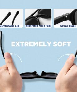 RIVBOS Kids Sunglasses Polarized UV Protection Flexible Rubber Glasses Shades with Strap for Boys Girls RBK004 004-1 Black 9 81UuQxY1XfL