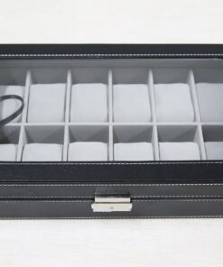 Sodynee WBPU12-03 Watch Dislpay Box Organizer, Pu Leather with Glass Top, Large, Black 12"(D) x 7.5"(W) x 3.2"(H) 18 81UvAJoaPSL