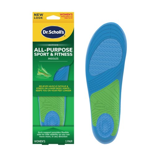 Dr. Scholl's Sport & Fitness All-Purpose Comfort Insoles, Women's, 1 Pair, Trim to Fit Inserts 1 Count (Pack of 1) 1 Pair (Women's 6-10)