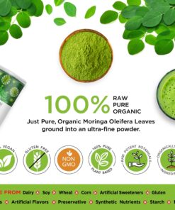 Organic Veda Moringa Powder – 100% Pure and Organic USDA Certified Moringa Leaf Powder for Overall Health – Non-GMO Whole Green Super Food Nutrition to Boost Immunity, 1lb (Pack of 1) 23 81UwMVl0X5L