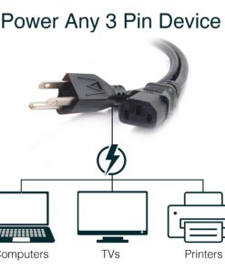Alternative view of C2G 1FT Replacement AC Power Cord - Power Cable for TV, Computer, Monitor, Appliance & More (24240) 1 Pack 1 FT