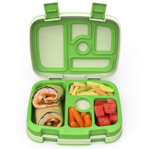 Bentgo® Kids Bento-Style 5-Compartment Lunch Box - Ideal Portion Sizes for Ages 3 to 7 - Leak-Proof, Drop-Proof, Dishwasher Safe, BPA-Free, & Made with Food-Safe Materials (Green) Green