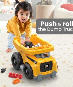 MEGA Bloks Cat Fisher-Price Toddler Blocks Building Toy, Large Dump Truck with 25 Pieces, 1 Figure, Yellow, Gift Ideas for Kids 25 81V0bR2Q0lL
